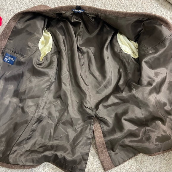 Men’s Vintage Woff by Farah Tweed Herringbone Elbow Patch Sports Coat Jacket 46R - Picture 5 of 10